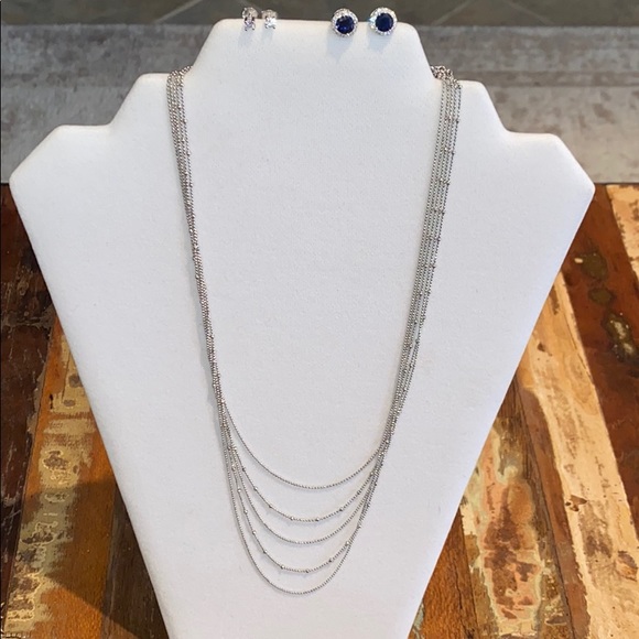 Sterling Silver CZ Earrings & Necklace Bundle-NWOT